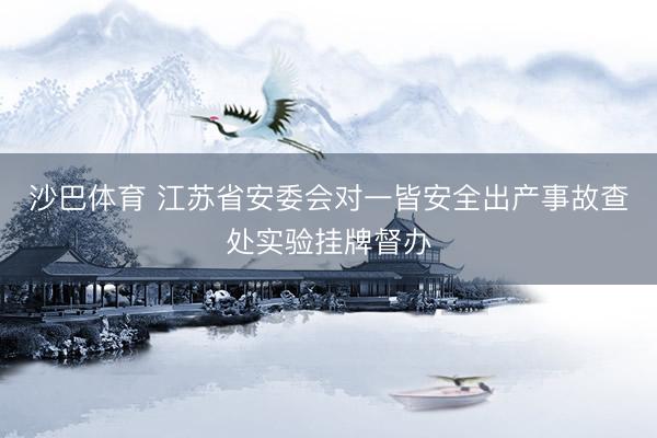 沙巴体育 江苏省安委会对一皆安全出产事故查处实验挂牌督办
