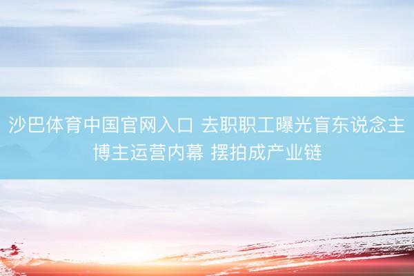 沙巴体育中国官网入口 去职职工曝光盲东说念主博主运营内幕 摆拍成产业链
