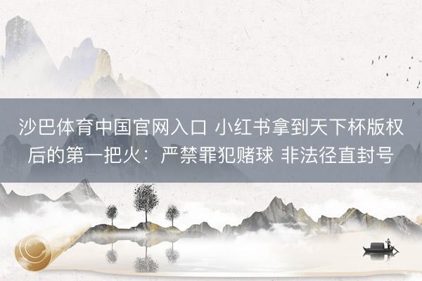 沙巴体育中国官网入口 小红书拿到天下杯版权后的第一把火：严禁罪犯赌球 非法径直封号