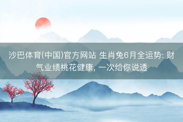 沙巴体育(中国)官方网站 生肖兔6月全运势: 财气业绩桃花健康， 一次给你说透