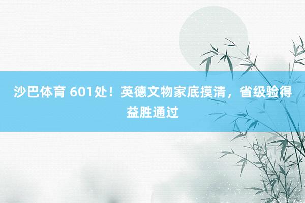 沙巴体育 601处!英德文物家底摸清,省级验得益胜通过