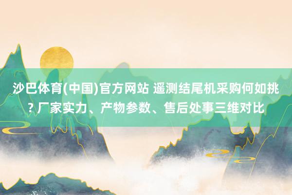 沙巴体育(中国)官方网站 遥测结尾机采购何如挑? 厂家实力、产物参数、售后处事三维对比