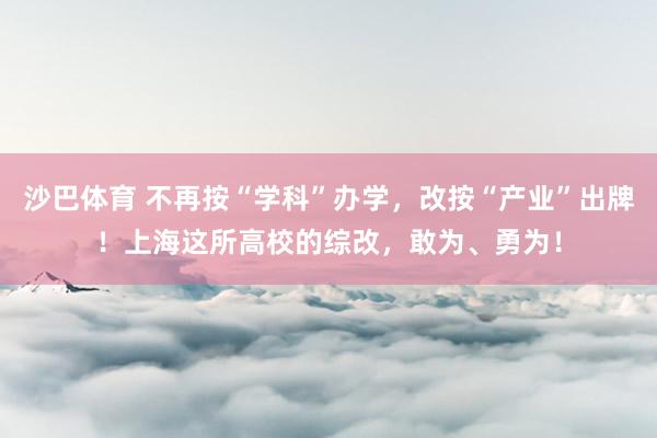 沙巴体育 不再按“学科”办学，改按“产业”出牌！上海这所高校的综改，敢为、勇为！